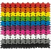 100 Wooden Meeples, Multi Color Board Game Tokens &amp; Replacement Pieces | Upgrade game night with 100 colorful wooden meeples perfect for replacements, prototypes, and custom games