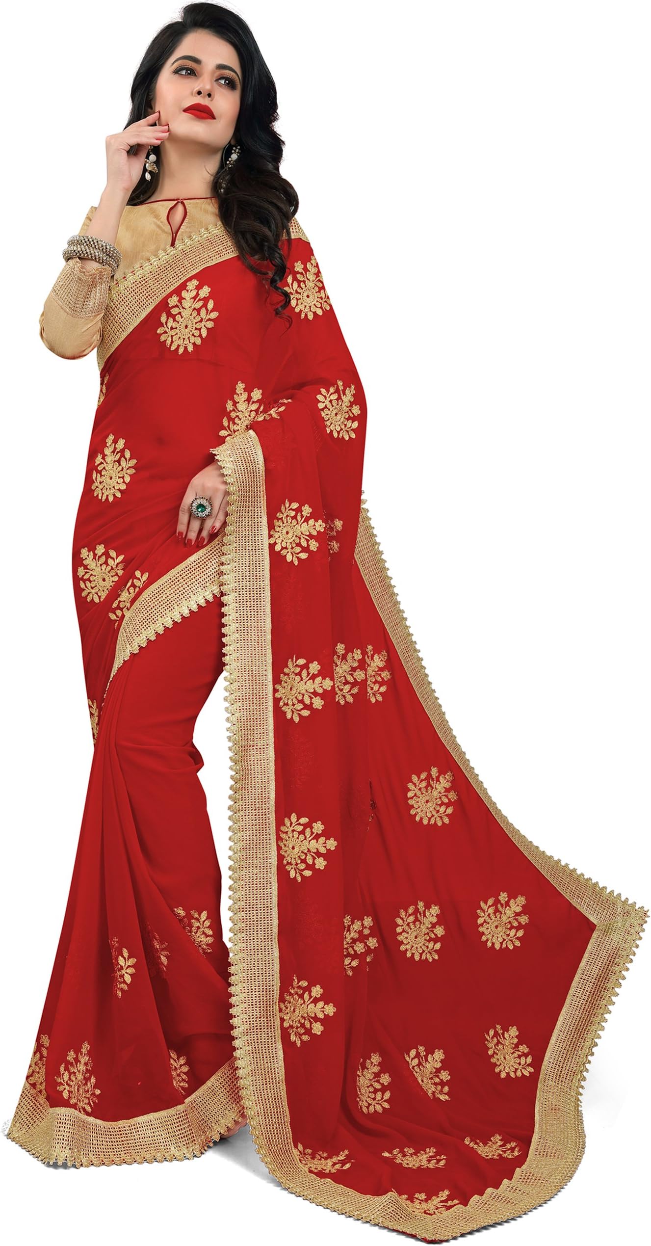 Women's Silk & Georgette Saree With Blouse