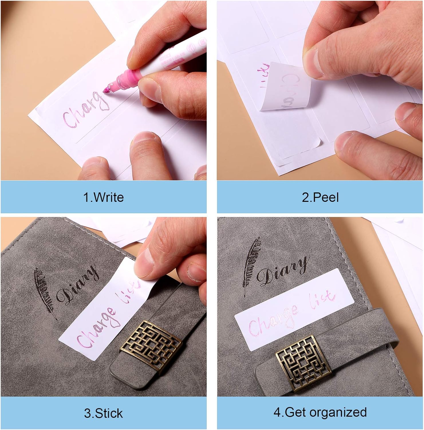 1723 Pieces Matte Labels Sticker Removable Rectangular Labels Writable Blank Adhesive Labels for Labeling and Organizing Small Items 6 Sizes Combination (White) : Office Products