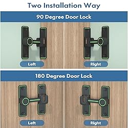 XOOL Luminous Barn Door Lock Latch, 90 & 180 Degree