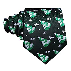 Barry.Wang Mens Christmas Tie Set Black Green White