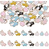 COGCHARGER 40 Pieces Cow Enamel Charm Pendant Colorful Alloy Enamel Charm Animal Pendant for Jewelry Necklace Bracelet Earring Making Crafts