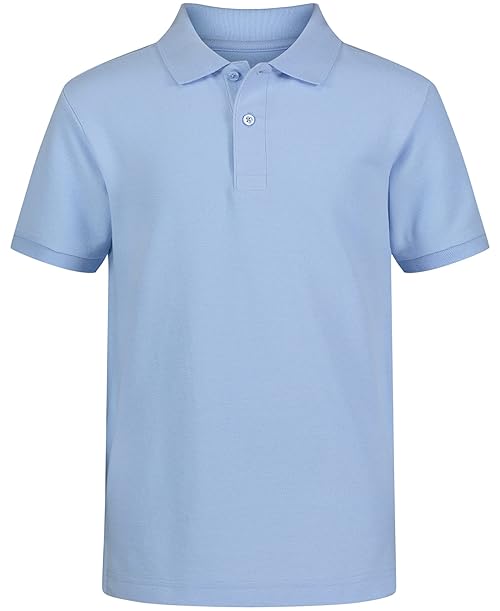 IZOD boys School Uniform Short Sleeve Pique Polo Shirt, Light Blue, 10-12 Husky