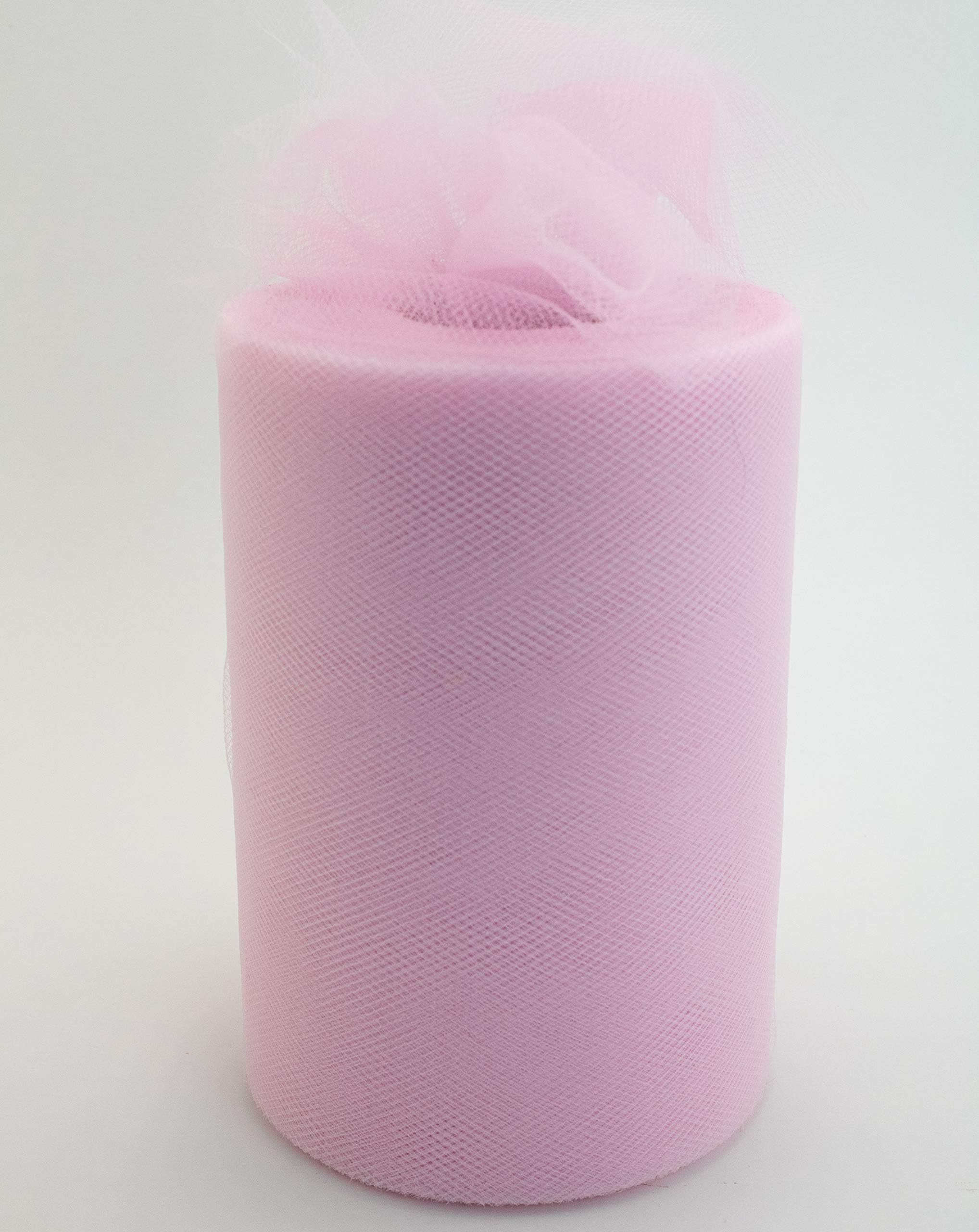 Tulle Fabric Roll | 6” by 100 Yards | Polyester Spool for Crafts Decorations Tutu Weddings Costumes Skirts Parties Gift Bow and More – by Craft Forge (Light Pink)