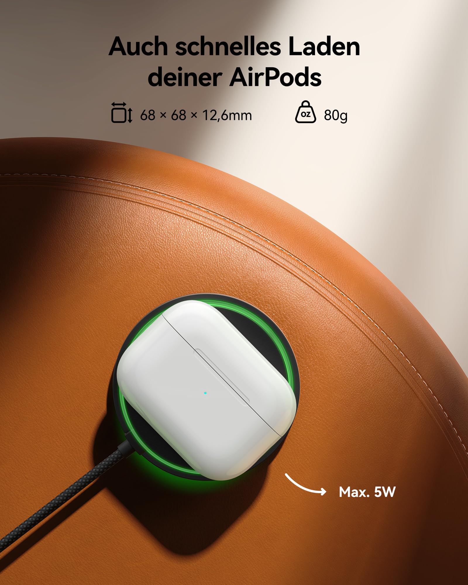 INIU Mag-Safe Ladegerät, 15W Qi2-Zertifiziertes Wireless Charger Induktive iPhone Ladestation mit LED, Kabelloses Ladepad für iPhone 17 16 15 14 13 12 Pro Max AirPods 4 3 Pro 2 (mit 20W USB C Adapter) 5