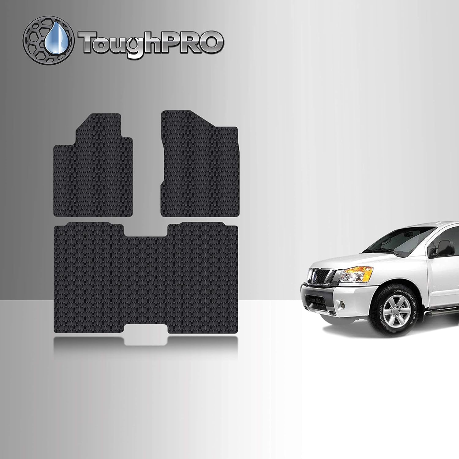 TOUGHPRO Floor Mat Accessories Set (Front Row + 2nd Row) Compatible With Nissan Titan (Crew Cab) - (Made in USA) - Black Rubber - 2004, 2005, 2006, 2007, 2008, 2009, 2010, 2011, 2012, 2013, 2014, 2015