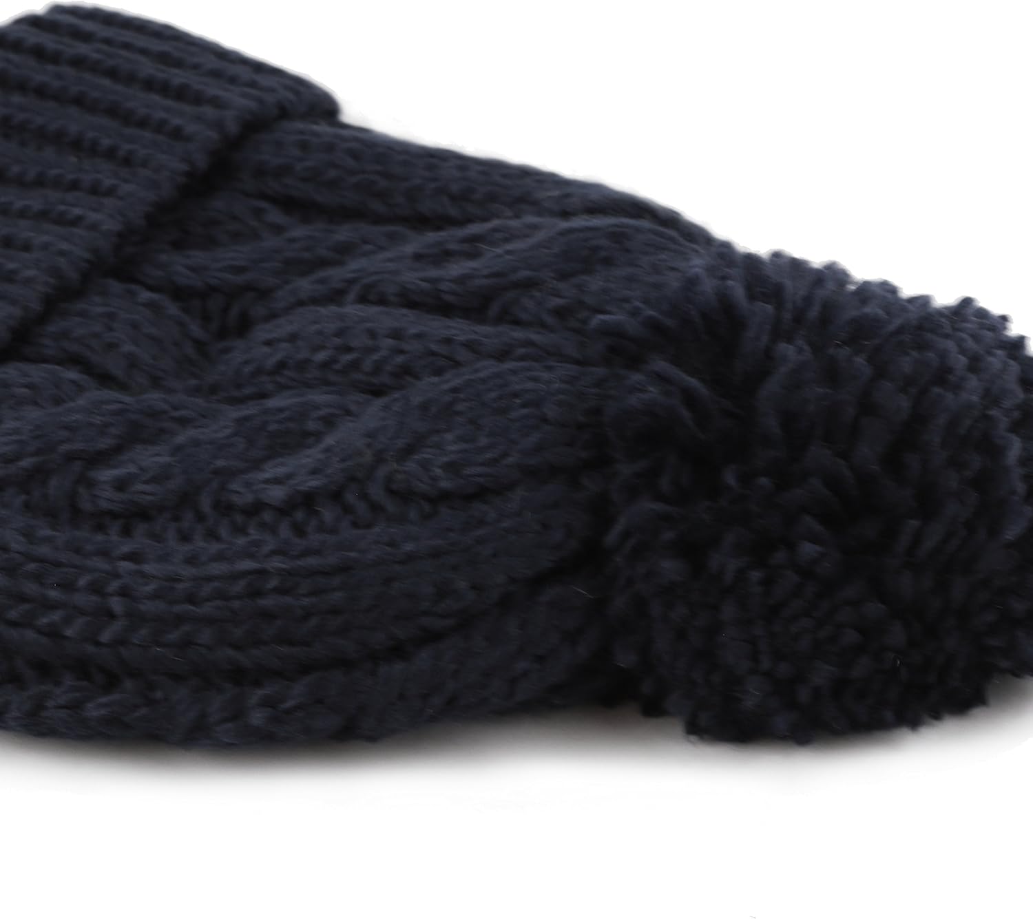 The Hat Depot Winter Thick and Warm Pom Pom Fleece Lined Skully Knit Beanie Hat (Navy) at  Women’s Clothing store