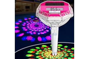 Sinbyuer Optimized Solar Digital Pool Thermometer with Dynamic Light Show | Floating Pool Temperature Thermometer - Oversized LCD Screen for Easy Readings | Pools Temperature Gauge for Hot Tubs -Pink