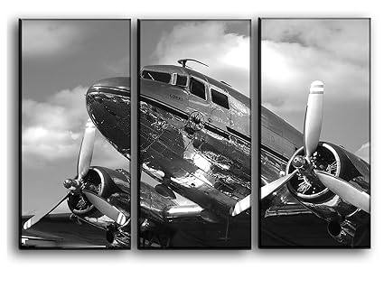 3 Panel Dc 3 Dakota Airplane Canvas Art Aircraft Canvas Wall Art