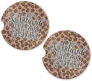 The Navy Knot Inspirational Quotes Car Coasters for Drinks - Absorbent Sandstone - Cute Car Accessories for Women - Fashion Car Decor, Mug Holder - Set of 2 (2.56
