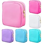 Remerry 6 Pcs Nylon Cosmetic Bag Travel Make up Pouch Toiletry with Zipper Preppy Makeup Bag Waterproof Organizer Case Set for Women Girls(4.7 x 5.1 x 2 Inches,Colorful)
