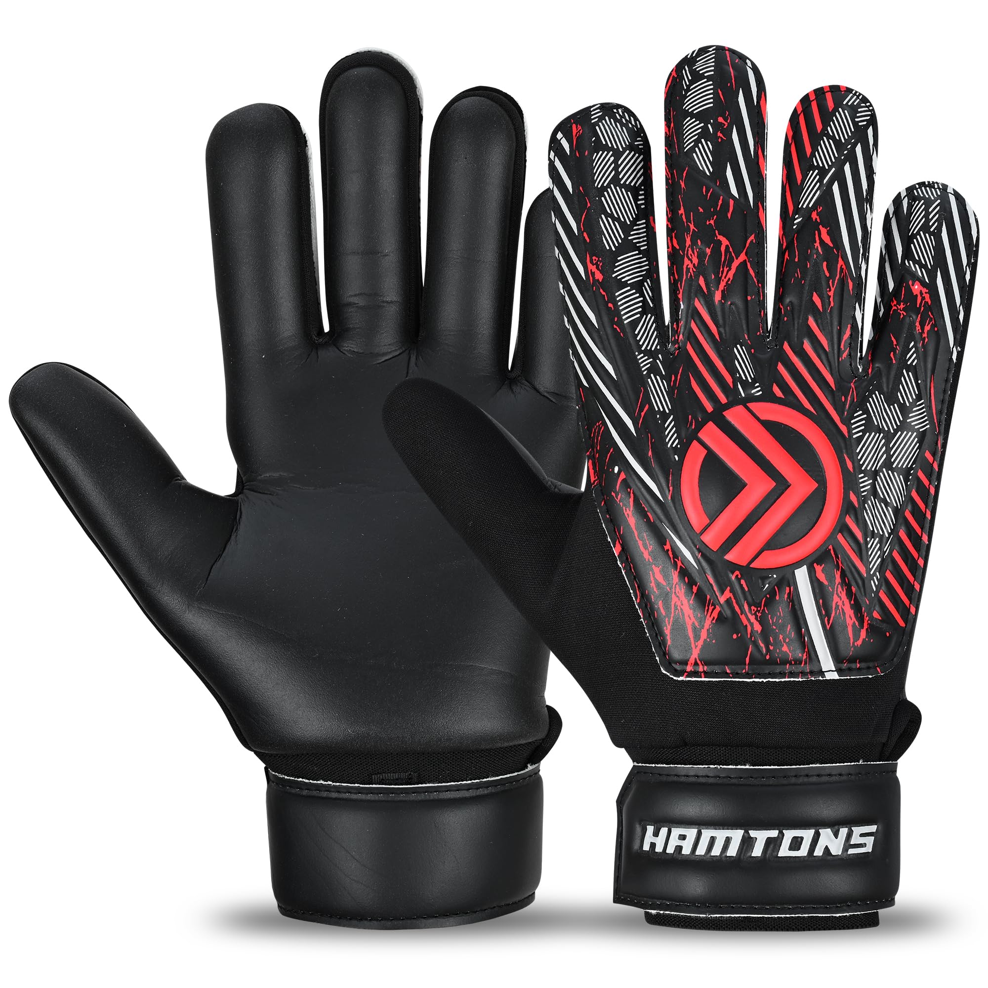 Hamtons Professional Goalkeeper Gloves - Durable Grip, Anti-Slip Design with Finger Protection, Breathable & Comfortable Fit for Adults and Kids - Perfect for Match and Training