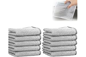 SUEEA Multipurpose Wire Dishwashing Rags for Wet and Dry, Non Scratch Wire Dishcloth - Double Layer Non-Scratch Wire Dishcloth, Circularite Scrubbing Cloths, Non Scratch Scrubbing Pads (10 PCS)
