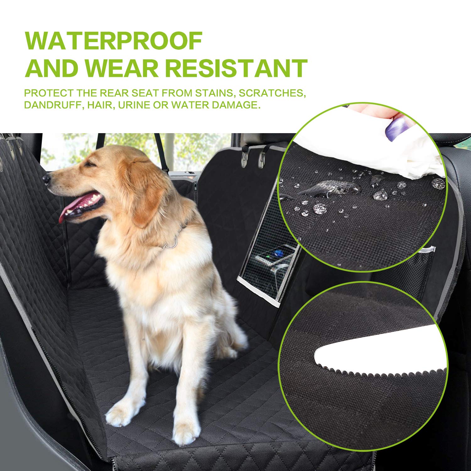 Pecute Pet Back Vehicle Cushion Full Enclosure Waterproof & Thickened Durable Belt with Perspective Net & Receiving Bag, Suitable for Various Types of Vehicles