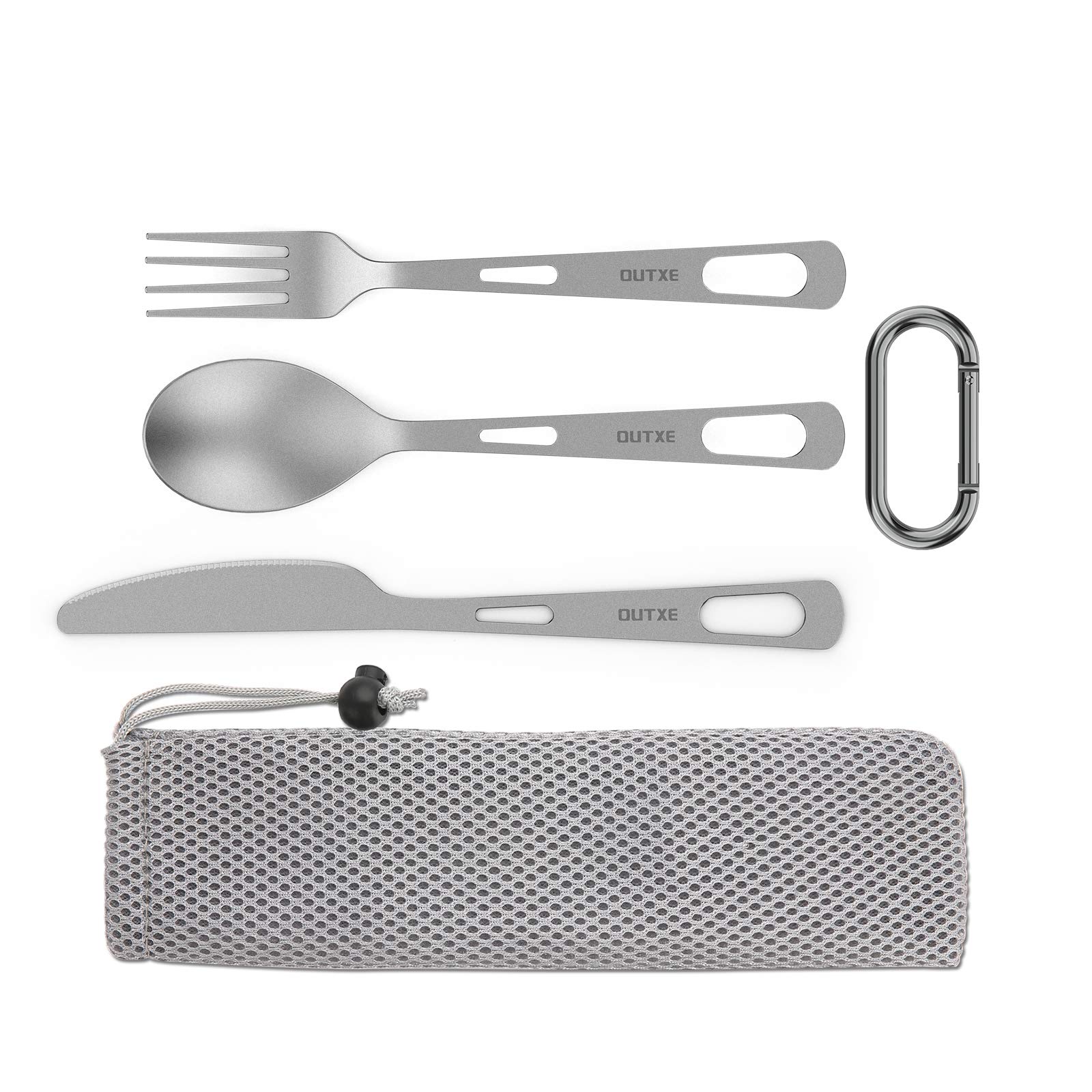 OUTXE Titanium Flatware Knife Fork Spoon Set
