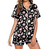 Ekouaer Pajamas for Women Set Silk Satin Pjs Shorts Sleepwear 2 Piece Loungewear S-XXL