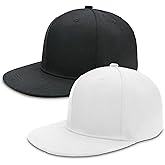 MINYJHZ 2 Pack Flat Brim Hats for Men, Snapback Hat for Women, 99% Cotton Adjustable Baseball Cap