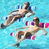 FindUWill 2 Pack Fabric Water Swimming Pool Floats Hammock, XL, Inflatable Multi-Purpose Water Hammocks Floaties (Saddle, Lounge Chair, Hammock, Drifter), Pool Float Lounger for Adults Vacation
