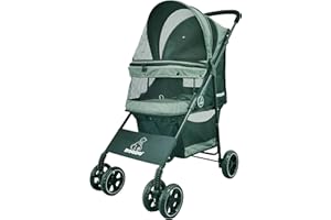 ROODO Dog Stroller 4 Wheel Pet Stroller Cat Stroller Lightweight Foldable Portable Compact Jogger Pet Gear Amazon Puppy Travel Pet Stroller Suitable for Cats and Dogs up to 30lbs(Cationic ash)