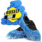 Buself Shoe Covers Disposable Non Slip - Pack of 100 (50 Pairs), Premium Waterproof and Recyclable Shoe Booties Covers for Indoors, Fits Up To 11 US Men and 13 US Women Size