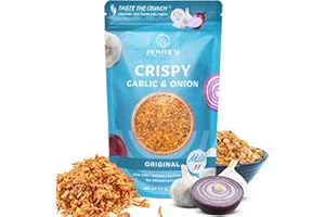 Homtiem Crispy Garlic & Onion : Original Mild 3.5 Oz., Mild Spice, Versatile Seasoning, All-Natural, Non-GMO, Vegan & Gluten-Free, Ready-to-Use, Keto-Friendly, Low-Carb