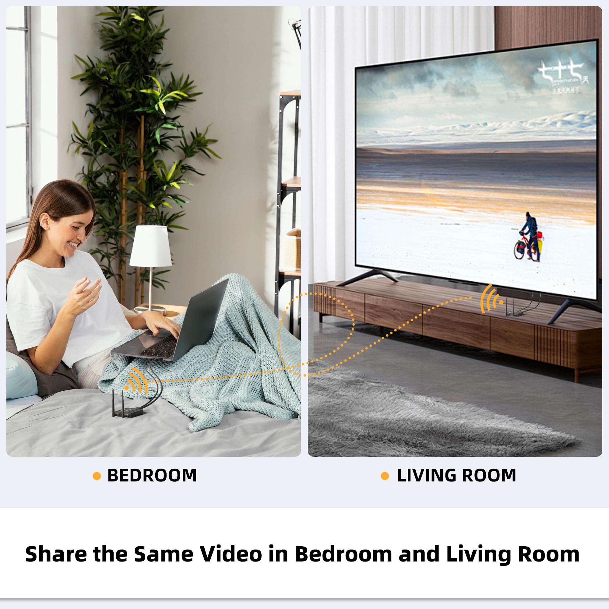 656FT Hdmi Wireless Transmitter and Receiver, 200M Wireless HDMI Extender Long Range with Loop-out, Support 2.4 / 5GHz for Streaming Video/Audio from Laptop,PC, TV Box to HDTV/Projector