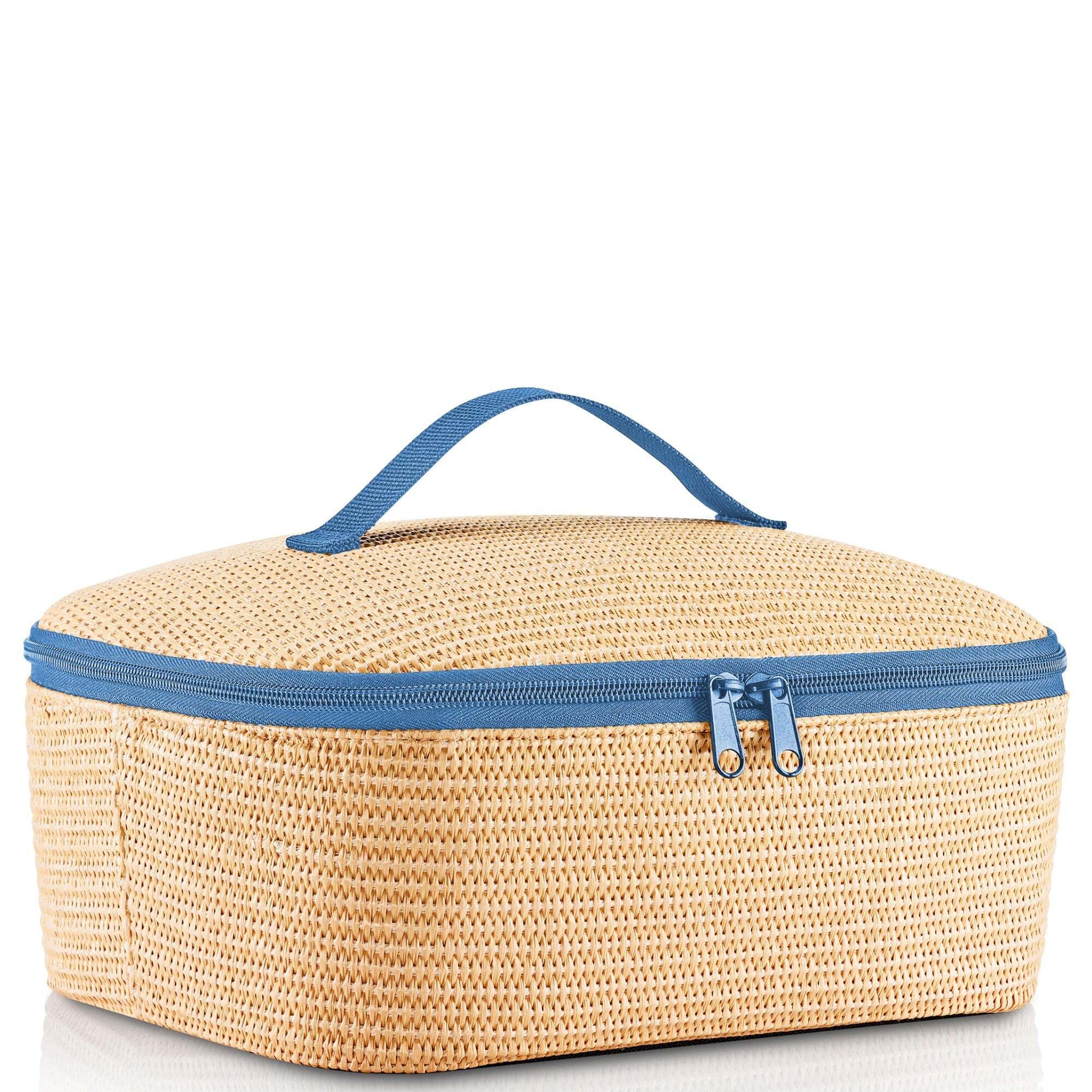 reisenthel coolerbag M Pocket Raffia Blue – Kühltasche mit Obermaterial aus recycelten PET-Flaschen – Ideal für das Mittagessen unterwegs 2