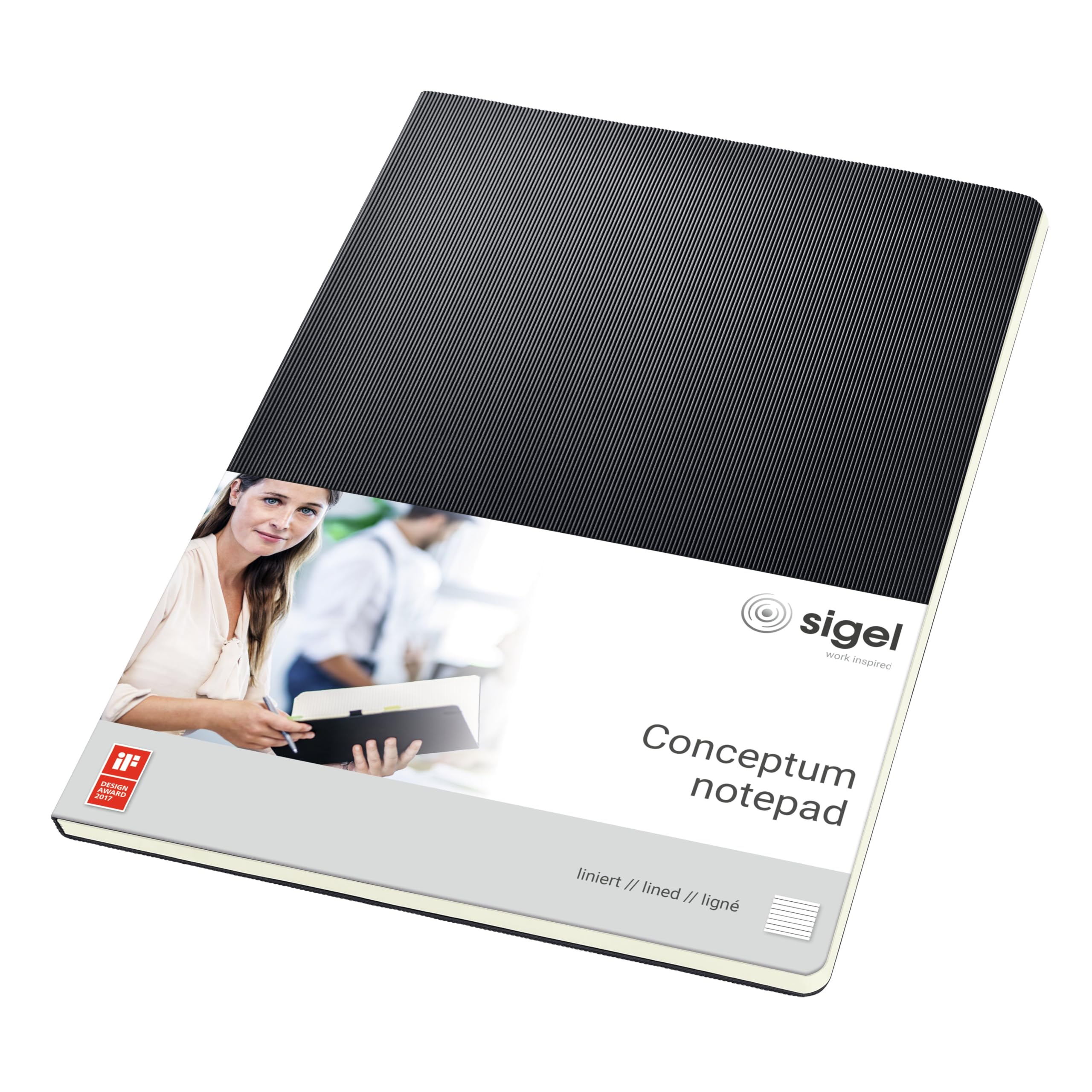 SIGEL CO801 Notepad, approx. A4, lined, hardcover, Black - Conceptum