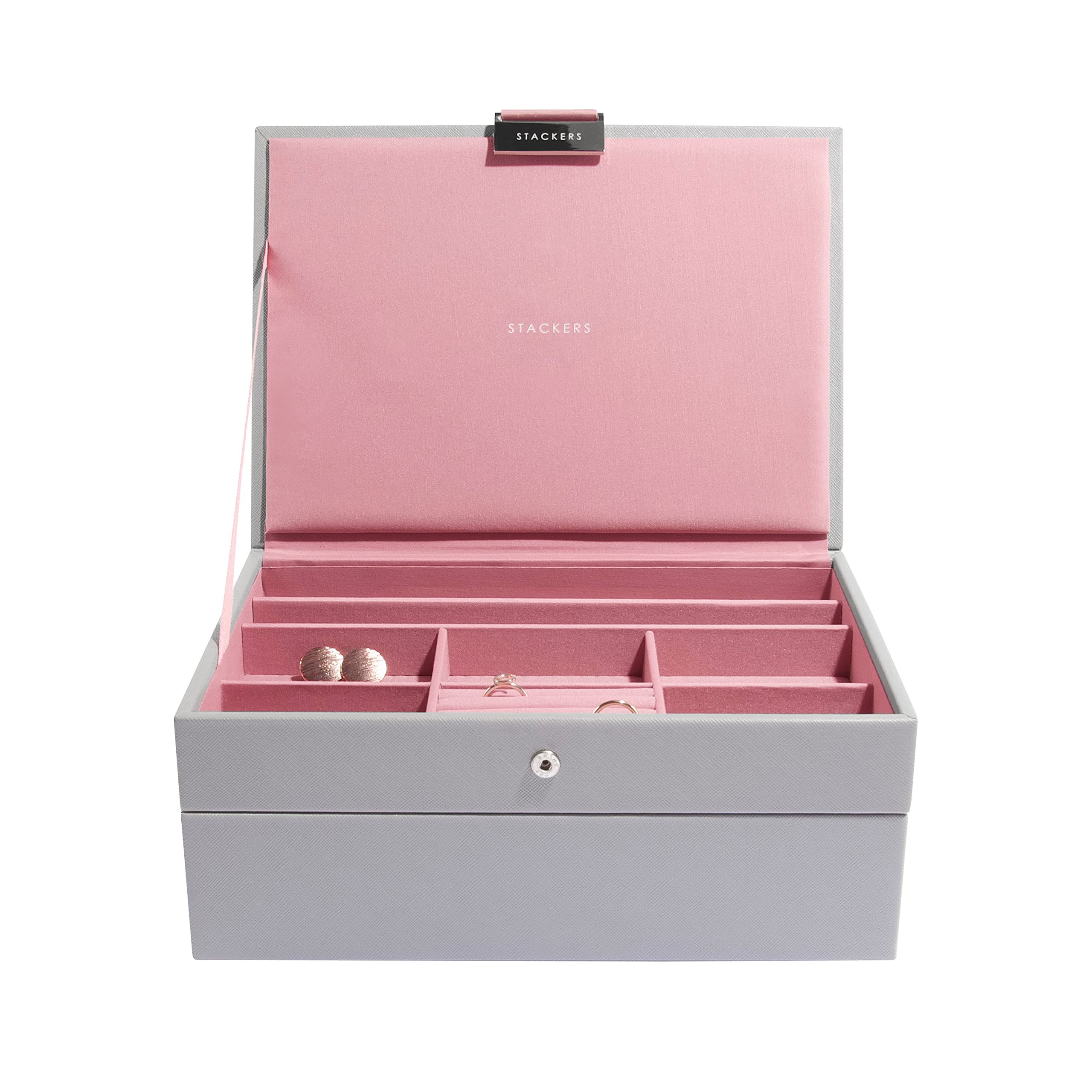 Stackers Dove Grey & Antique Rose Classic Jewellery Box, Set of 2