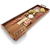 TIDITA Acacia 36 Inch Large Charcuterie Boards for Party with Cheese Knife Set of 4 – Acacia Wood Serving Tray with Handles, Long Charcuterie Board, Wooden Cheese Board