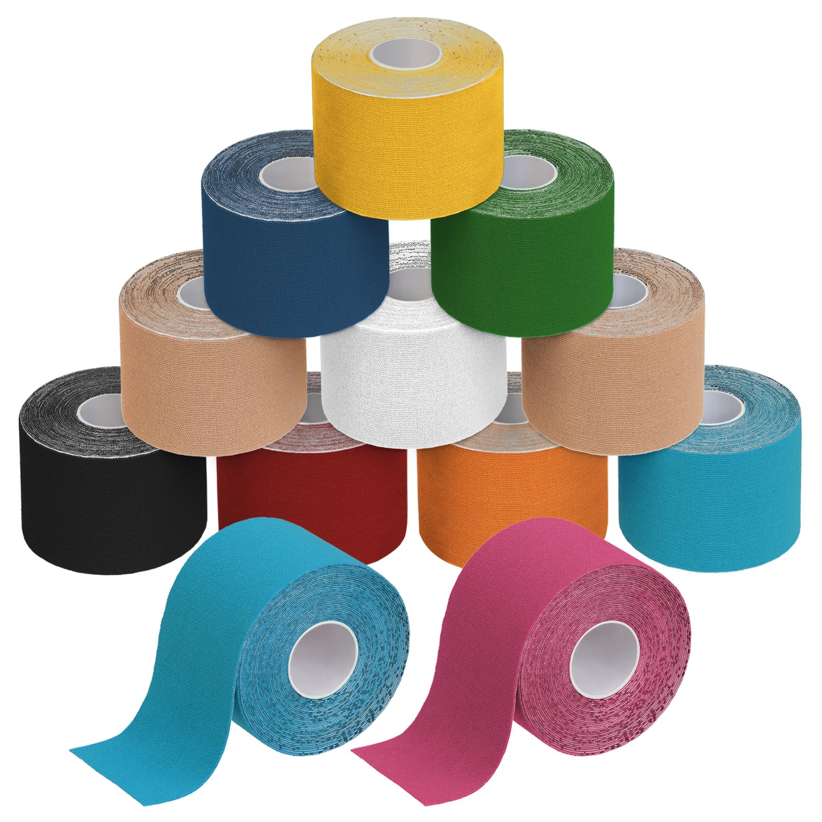 BB Sport 12 Rolls Kinesiology Tape 5 m x 5 cm Many Colors E-Book Application Examples Muscle Support Elastic Strapping Tape, Colour:assorted colours