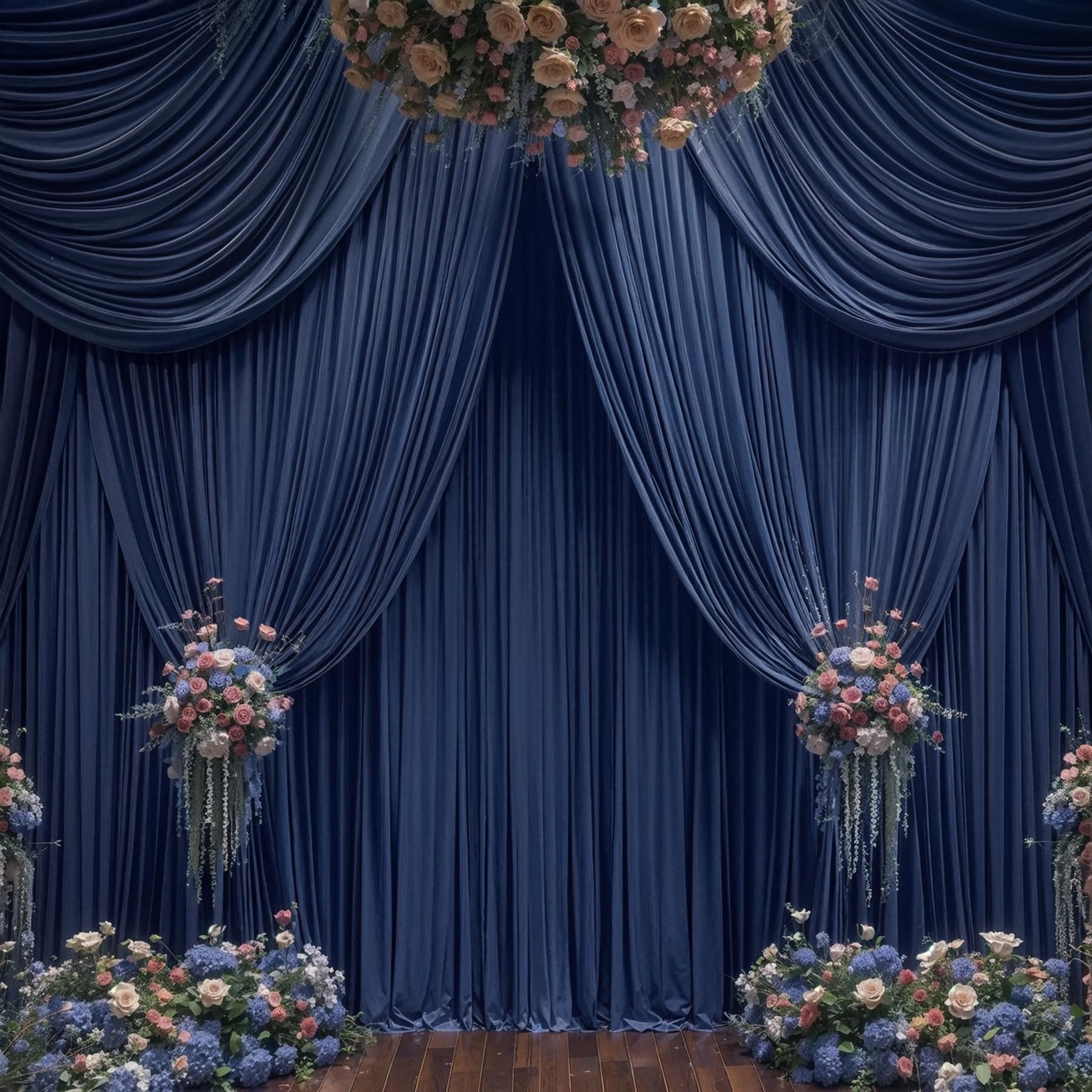 40ft x 10ft Wrinkle Free Navy Blue Wedding Backdrop