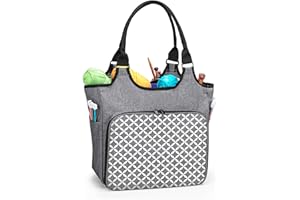YARWO Yarn Storage Tote Bag, Knitting Bag for Yarn Skeins, Knitting Needles, Knitting Projects, Knitting Crochet Tote Bag wit