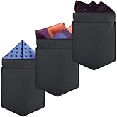 Feviroz 3 Pack High Quality Leather Pocket Square Holder with Spring-Loaded Ends,Reusable Pocket Square Card Holder for Man&rsquo;s Suits,Suitable for Weddings,Business Meetings,Galas and Daily Office Wear