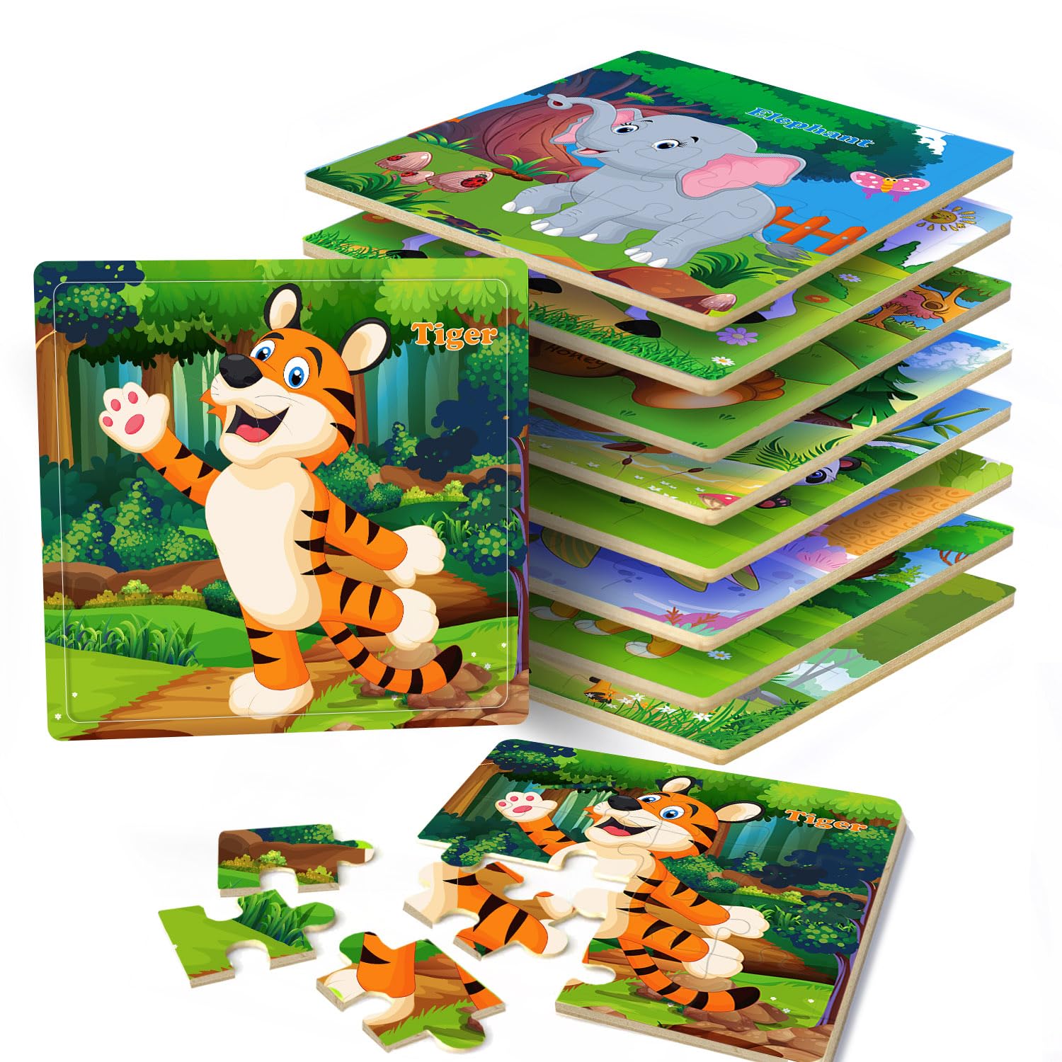 Puzzles for Kids Ages 3-5, 16 Piece Colorful Wooden Puzzles for Toddler ...