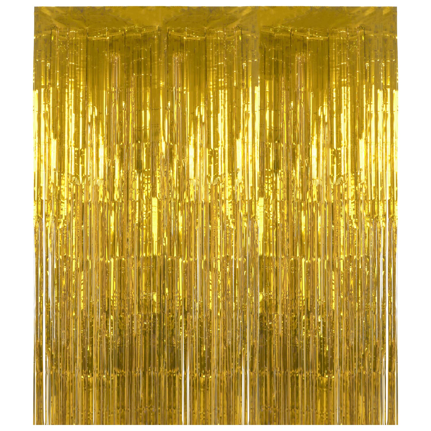 DERAYEE 6.5Ft Foil Fringe Curtains, Metallic Tinsel Streamers Backdrop for Party Prom Birthday Favors Decoration, 1 x 2m/ 3.3 x 6.6 feet(Gold)