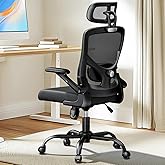 Marsail Ergonomic Mesh Office Chair High Back Desk Chair Adjustable Lumbar Support with Headrest Flip-Up Liftable Arms Swivel Computer Task Chair for Big and Tall People