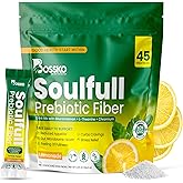 Bossko Prebiotic Fiber Drink Mix with Chromium Glucomannan L-Theanine Saffron & Turmeric – Supports Appetite Control Weight Management Gut & Digestive Health – Sugar Free Fiber Supplement – 45 Sticks