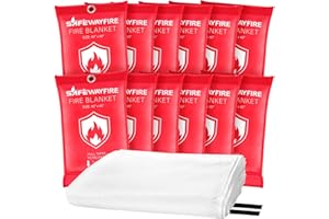 Safewayfire Emergency Fire Blanket - 12 Pack, 40'' x 40'' Fire Suppression Blanket for Kitchen, Fireproof Fiberglass Blanket for Home Safety, Swift Safe Fiberglass Fire Blankets
