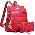 MKP COLLECTION Women Fashion Backpack Purse Convertible Large Ladies Rucksack Versatile Travel Shoulder Bags Handbag Set with Tassel (2pcs)