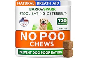 BARK&SPARK No Poo Chews for Dogs - Coprophagia & Stool Eating Deterrent with Probiotics, Digestive Enzymes & Breath Aid Support - Stop Dog Poop Eating - Made in USA - 120Ct
