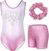 Gogokids Girls Three-Piece Gymnastics Set Leotard Shorts Hairband Gradient