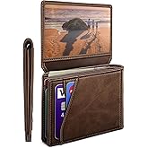 Housmai Wallet for Men Wallet with Cash Pocket 2 ID Window 13 Cards,Slim Leather Wallet Front Pocket Card Holder RFID Blocking with Gift Box