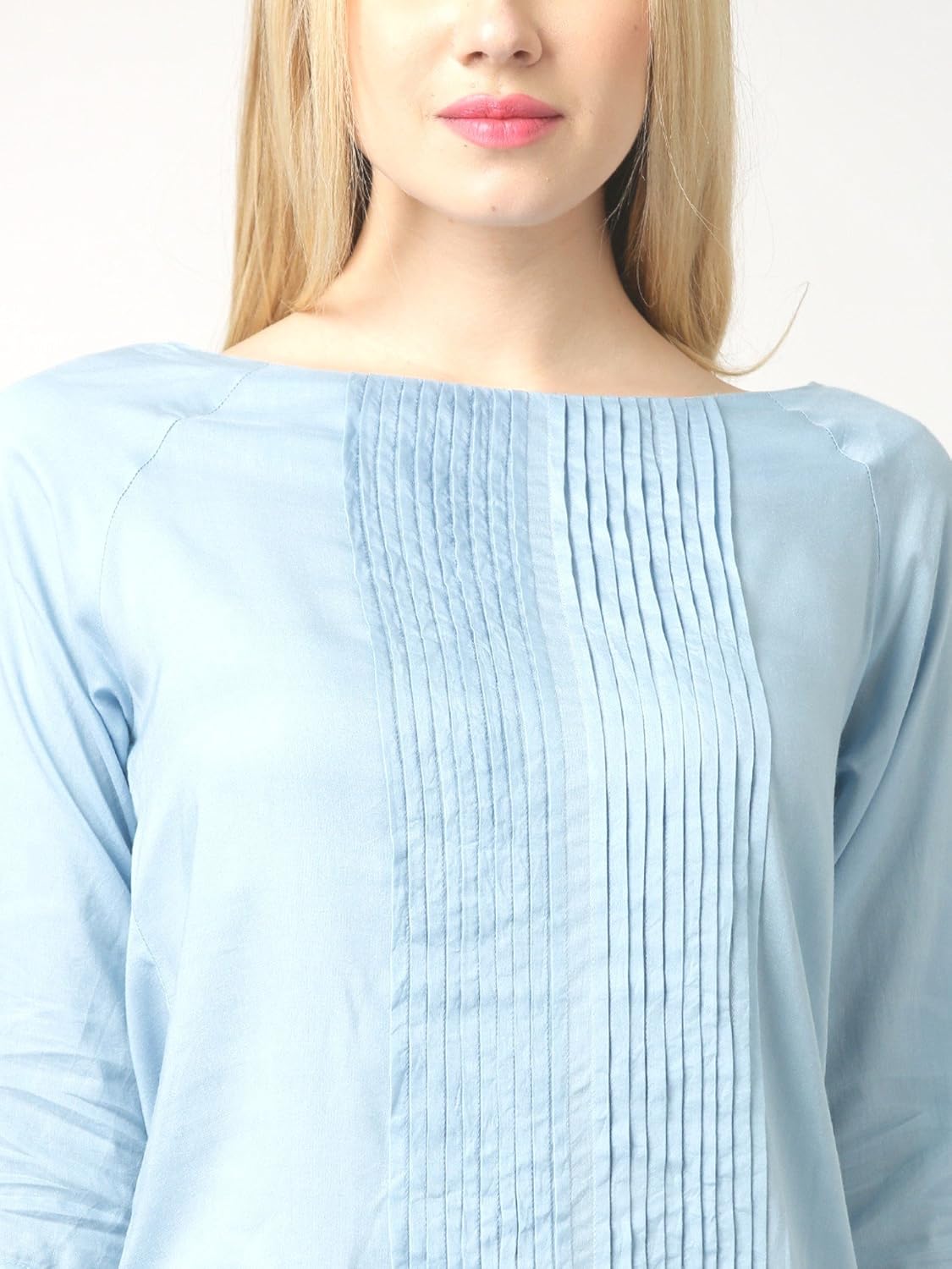 marie claire blue pintuck top (mc10064a)