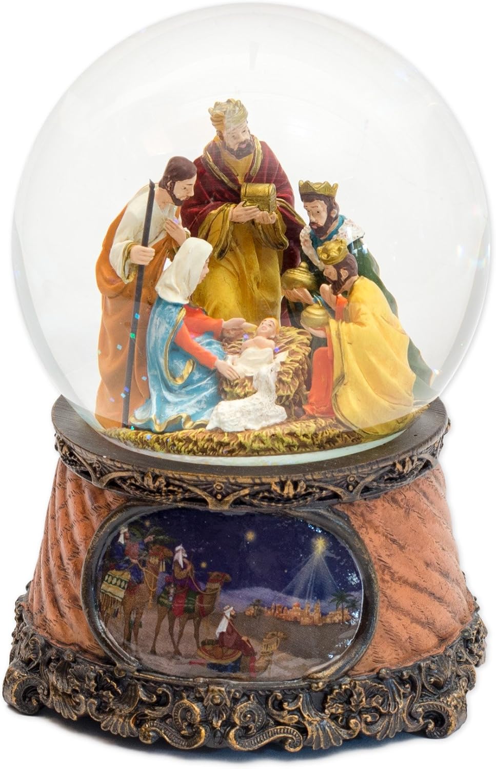 Roman 6" Musical Three Kings Nativity Scene Religious Christmas Snow