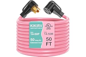 KIKIRV 50 Amp 50 Feet RV/EV Extension Cord, Heavy Duty NEMA 14-50P/R Extension Cord, Suit for Tesla Model 3/S/X/Y EV Charging and RV Trailer Campers, UL Listed
