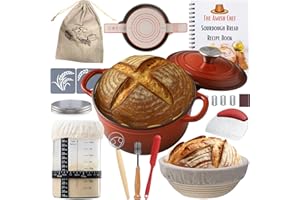 Master Baker Sourdough Starter Kit, All-Inclusive Set with Dutch Oven for Bread Baking, Banneton Proofing Basket, Sourdough S
