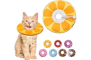 Seyezo Cat Cone Soft Collar, Adjustable Cat Recovery Collar for Small Medium Large Cats, Cute Donut E Collar After Surgery, Anti-Lick Wound Healing Elizabethan Collar for Kittens (Orange, Small)