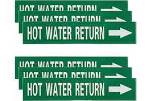 MECCANIXITY Self-Stick HOT Water Return Pipe Marker Pipe Flow Arrow 1-3/5 x 8 Inch Pipe Identification Marking Labels Right-P