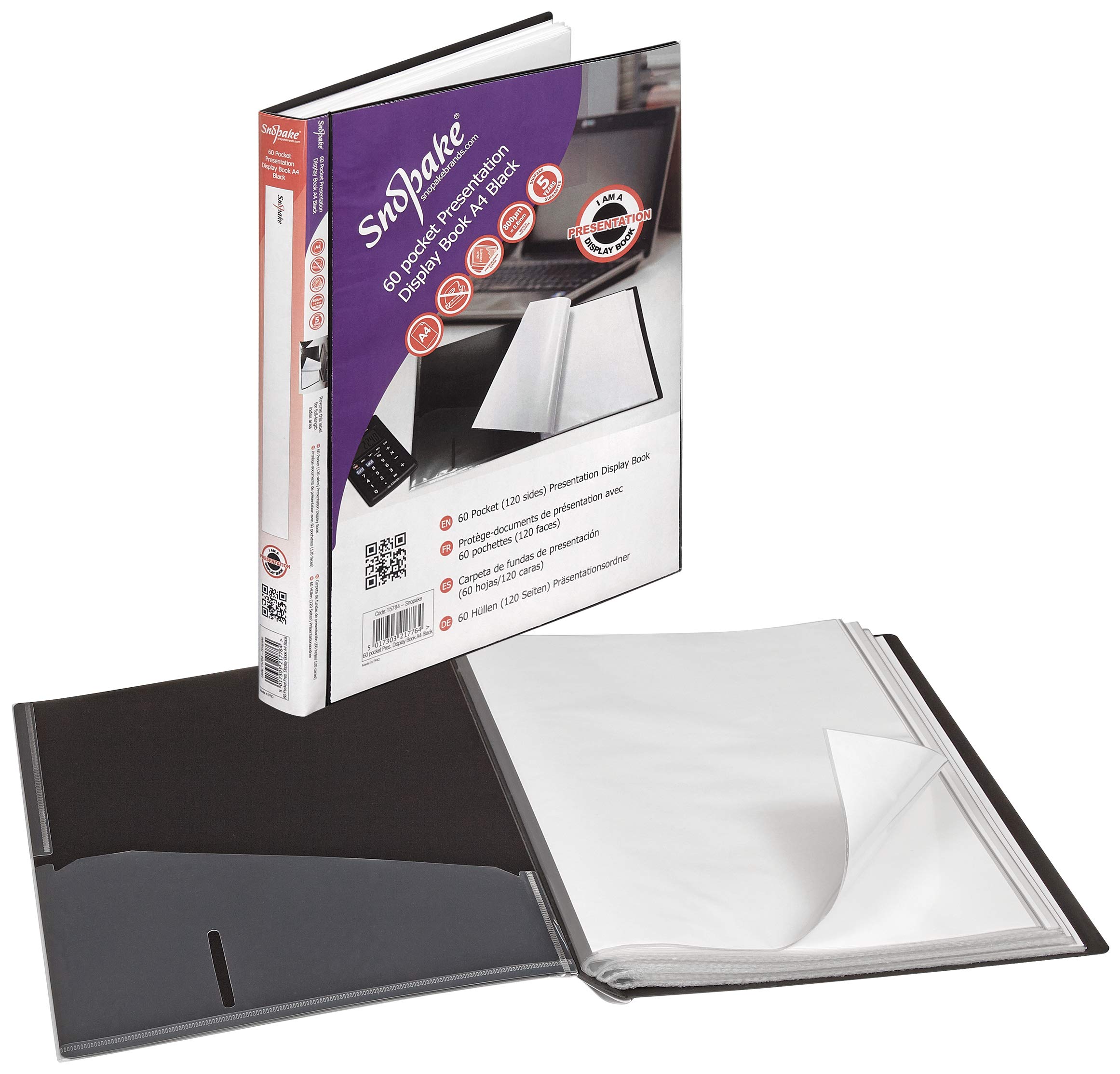Snopake A4 Premium Presentation Display Book 60 Pockets - Black [Pack of 1] Ref: 15784